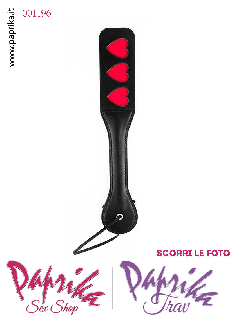 Paddle Sculacciatore Lungo 32 cm Double Face Lato Liscio Lato 3 Cuori Rossi