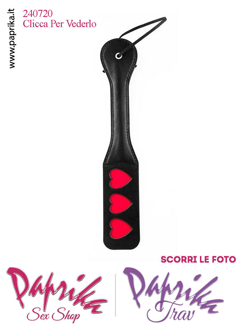 Paddle Sculacciatore Lungo 32 cm Double Face Lato Liscio Lato 3 Cuori Rossi