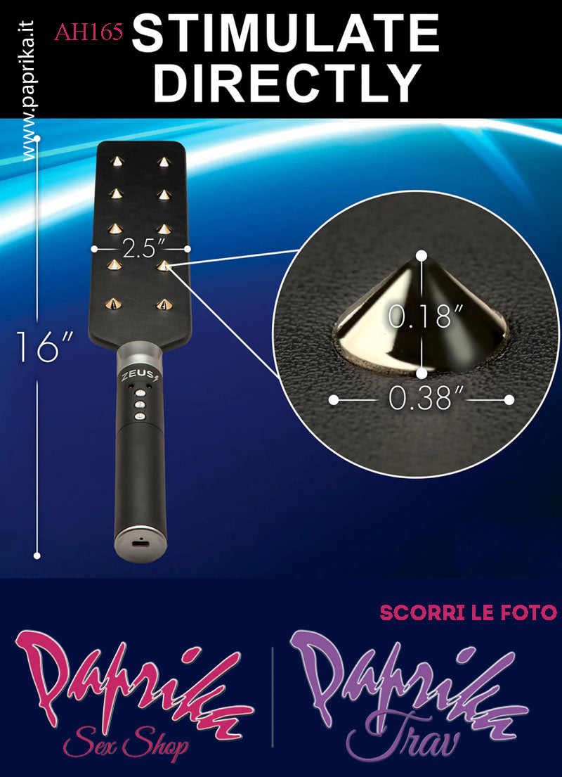 Paddle Sculacciatore Double Face Lato Elettro Stimolazione 10 Borchie Lato Liscio