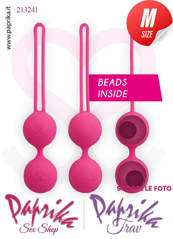 Palline Vaginali Geisha Ø 35 Silicone Vellutato Fucsia Vibranti Sfera Interna