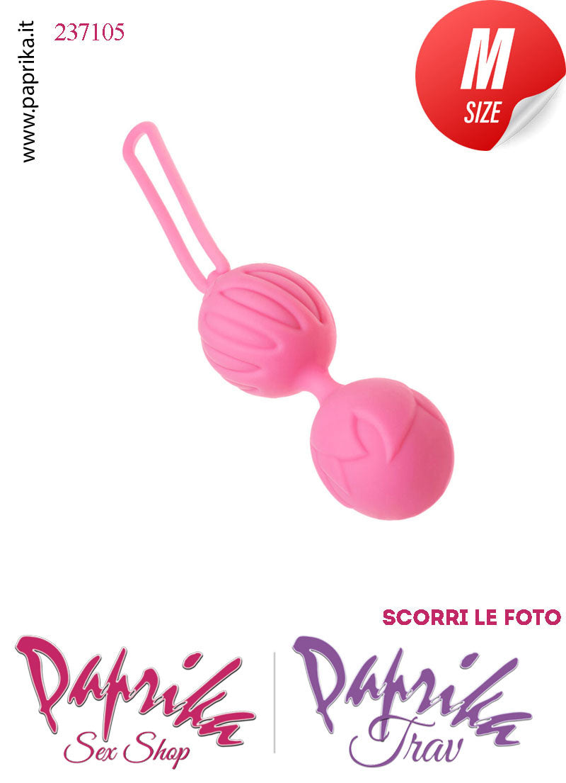 Palline Vaginali Geisha Ø 35 Silicone Rosa Lavorate Vibranti Sfera Interna