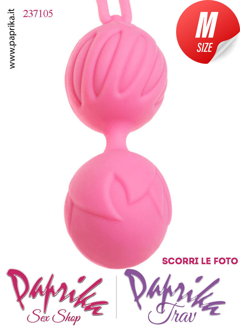 Palline Vaginali Geisha Ø 35 Silicone Rosa Lavorate Vibranti Sfera Interna