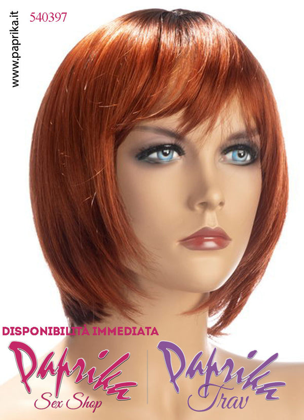 Alix Parrucca Caschetto Liscio Frangetta Lunga Rosso Ramato