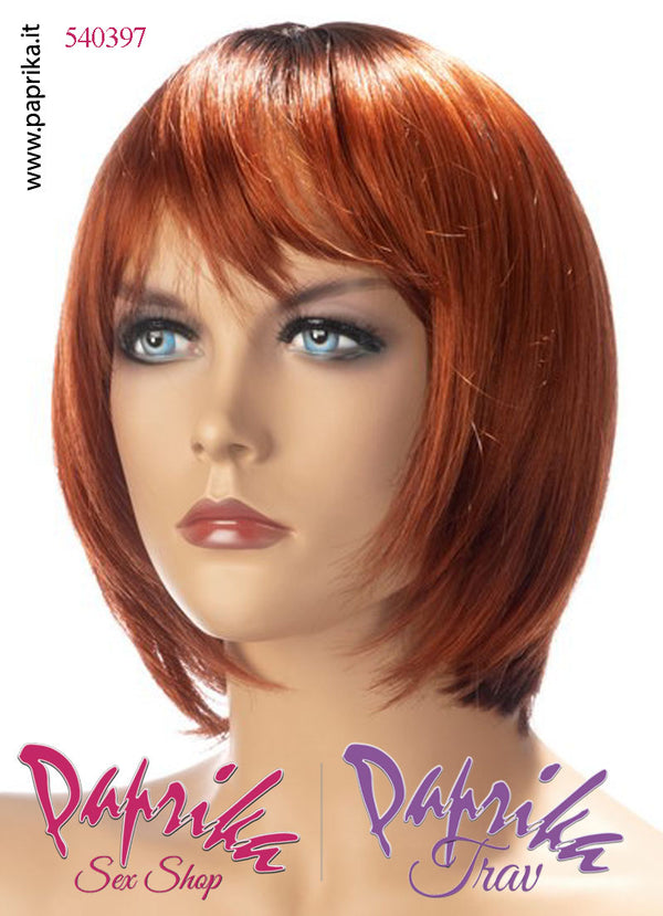 Alix Parrucca Caschetto Liscio Frangetta Lunga Rosso Ramato