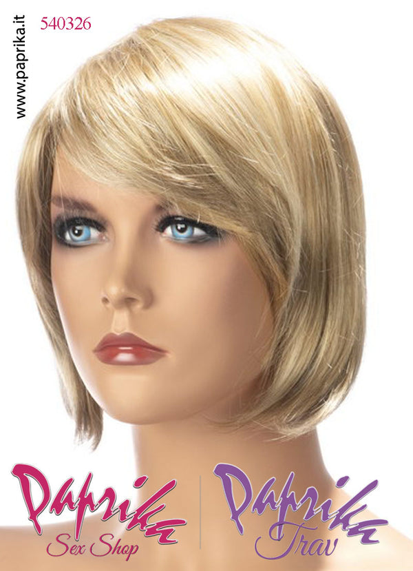 Berangere Parrucca Caschetto Scalata Frangetta Riga Laterale Biondo Platino