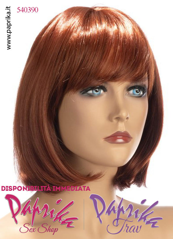 Camila Parrucca Caschetto Frangetta Lunga Rosso Ramato