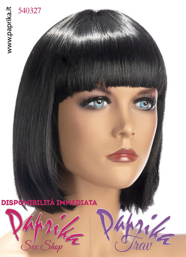 Sophie Parrucca Nera Caschetto Liscia Frangetta Lunga