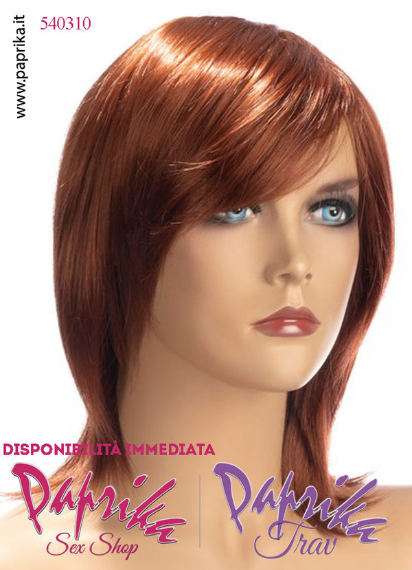 Zoe Parrucca Lunga Scalata Frangetta Riga Laterale Rosso Ramato