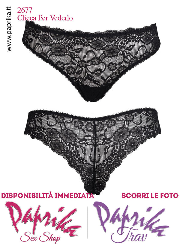 Perizoma Brasiliana Chiuso Pizzo Anteriore Posteriore Elastici Laterali Alti