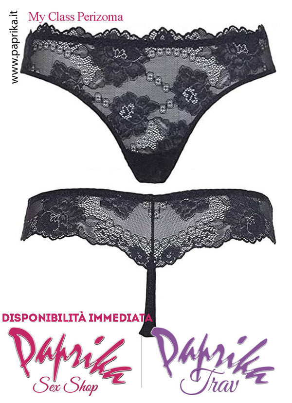 Perizoma Chiuso Tutto Pizzo Non Contenitivo Tassello Cotone