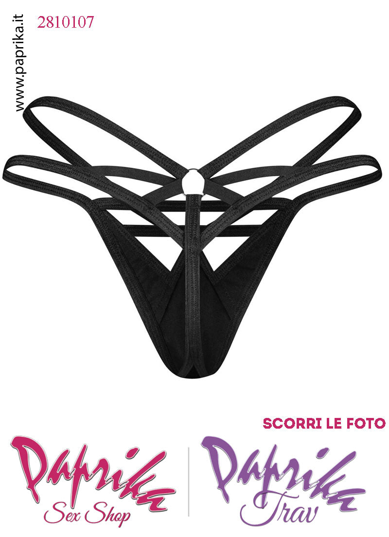 Perizoma Chiuso Sexy Vernice Lucida Doppi Elastici Sottili Anello Posteriore