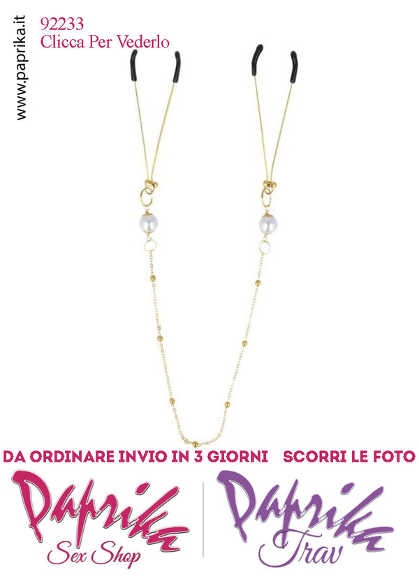 Pinzette Capezzoli Catenella Leggera Regolazione Anellino Scorrevole Punte Ricoperte