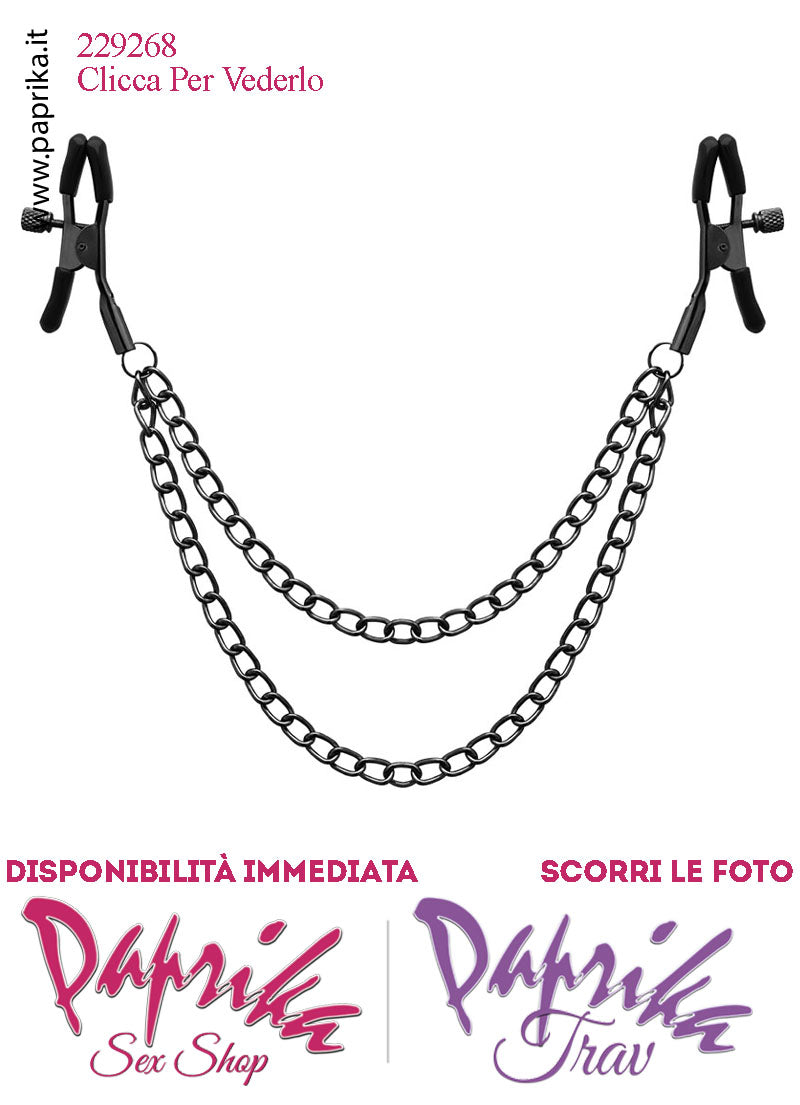 Pinzette Morsetti Capezzoli Doppia Catenella Viti Regolazione Punte Ricoperte