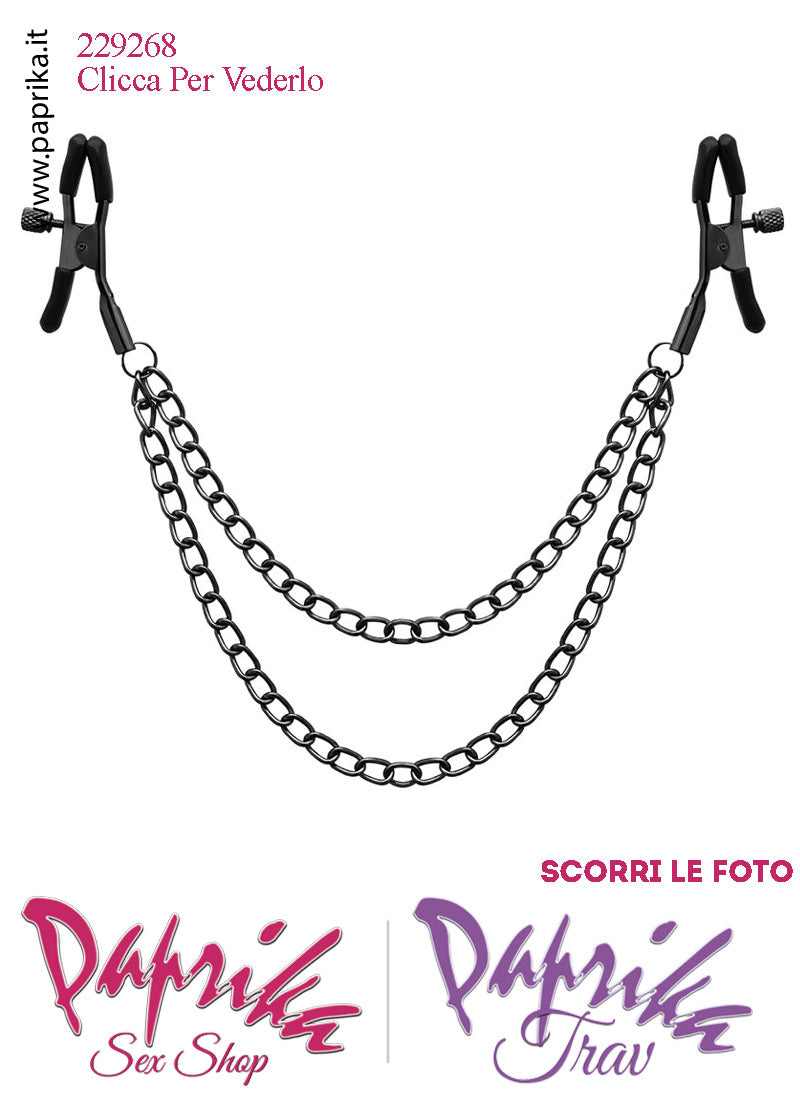 Pinzette Morsetti Capezzoli Doppia Catenella Viti Regolazione Punte Ricoperte