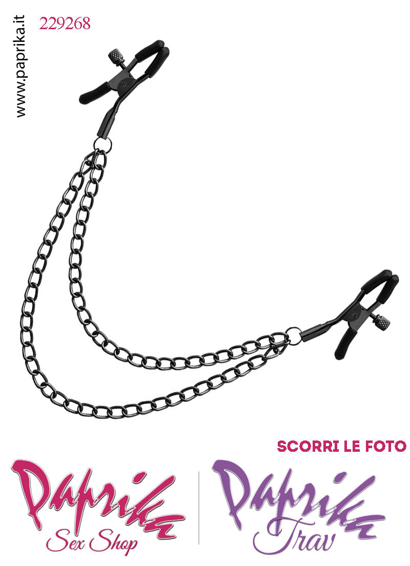 Pinzette Morsetti Capezzoli Doppia Catenella Viti Regolazione Punte Ricoperte