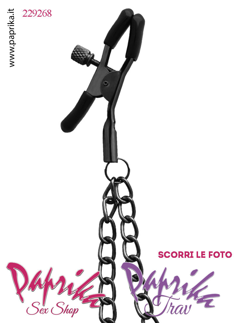 Pinzette Morsetti Capezzoli Doppia Catenella Viti Regolazione Punte Ricoperte