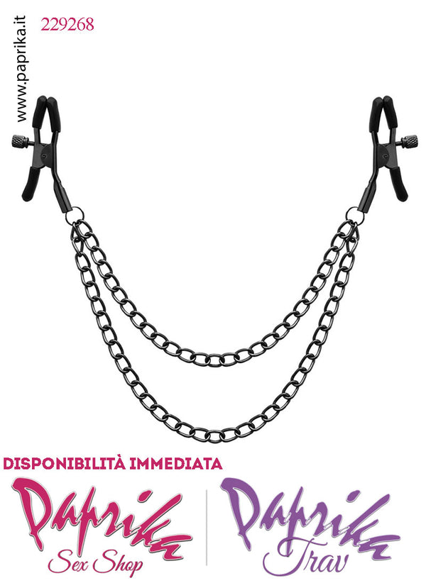 Pinzette Capezzoli Unisex Bdsm Fetish Catenella Doppia Metallo Regolazione Vite