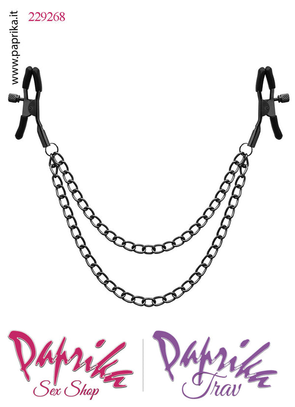 Pinzette Capezzoli Unisex Bdsm Fetish Catenella Doppia Metallo Regolazione Vite