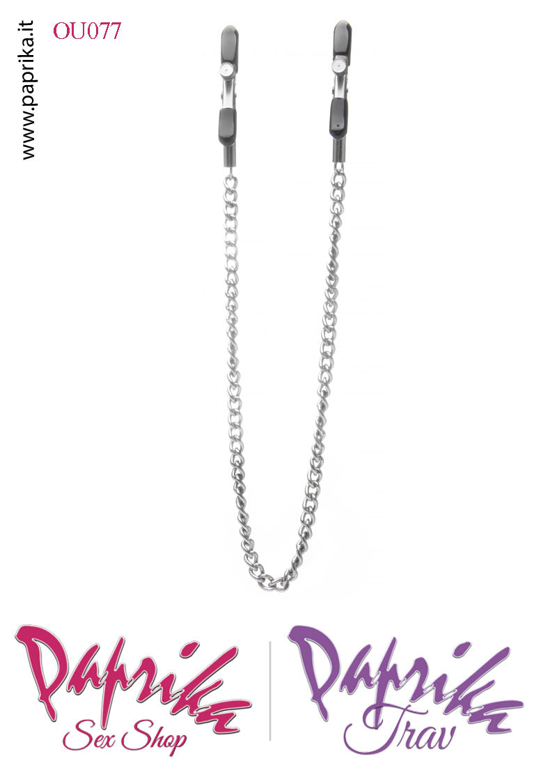 Pinzette Capezzoli Unisex Bdsm Fetish Catenella Metallo Regolazione Vite