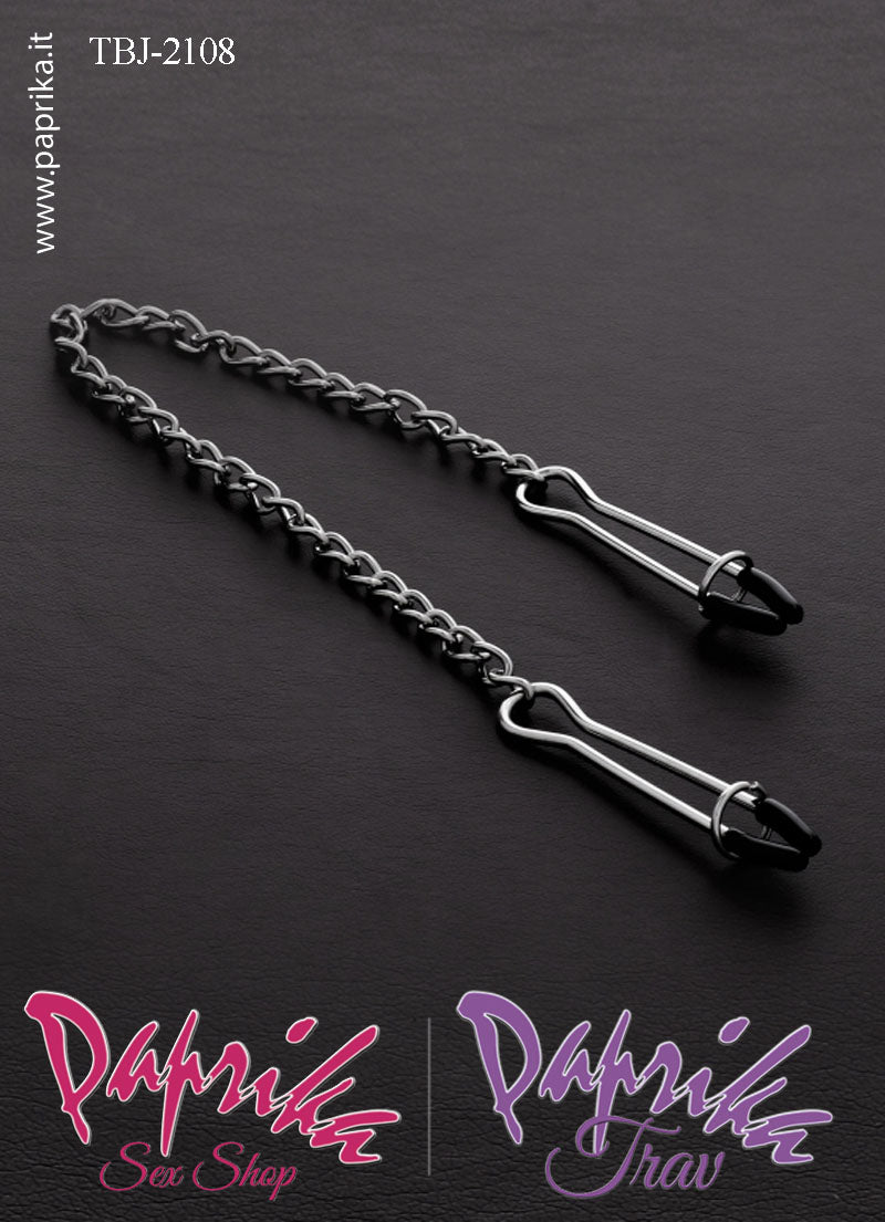 Pinzette Capezzoli Unisex Bdsm Fetish Catenella Metallo Regolazione Anelli