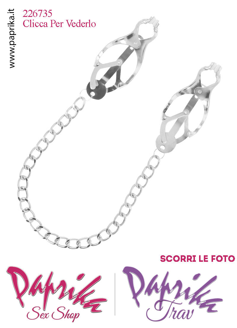Pinzette Morsetti Capezzoli Catenella Pesante Gommini Bianchi