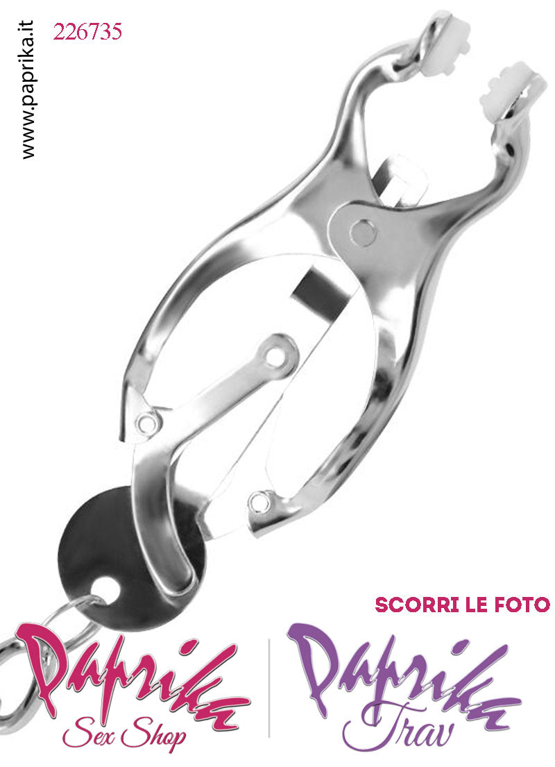 Pinzette Morsetti Capezzoli Catenella Pesante Gommini Bianchi
