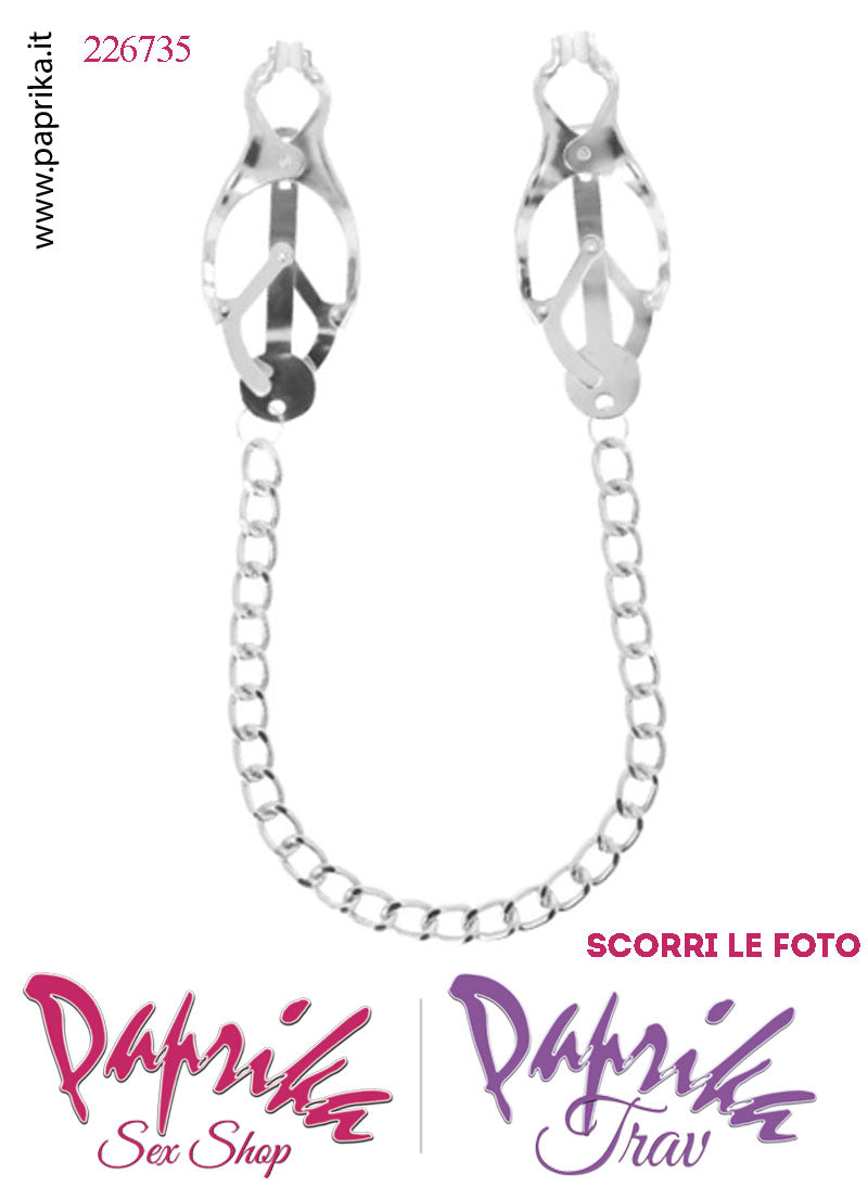Pinzette Morsetti Capezzoli Catenella Pesante Gommini Bianchi