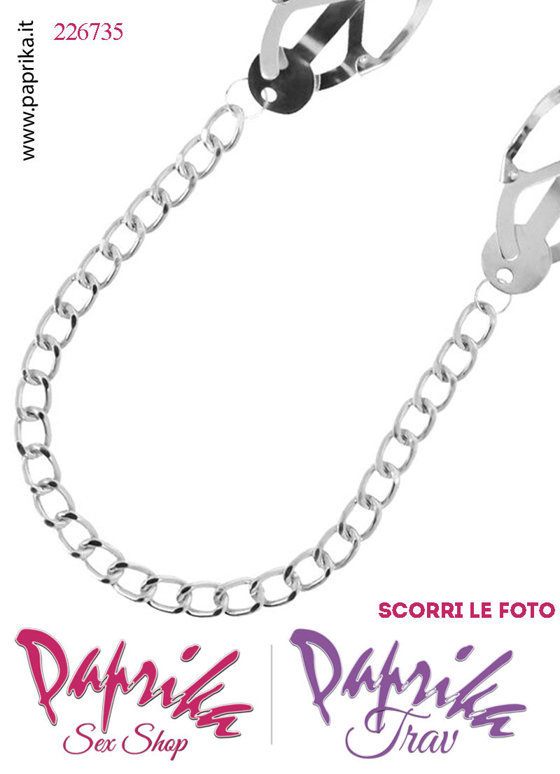 Pinzette Morsetti Capezzoli Catenella Pesante Gommini Bianchi