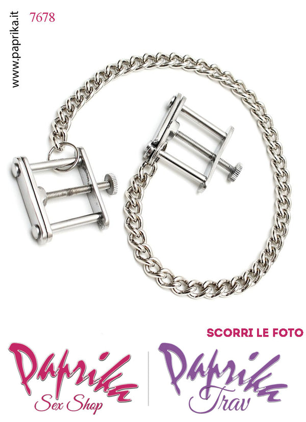 Pinzette Morsetti Quadrati Capezzoli Catenella Pesante Vite Regolazione