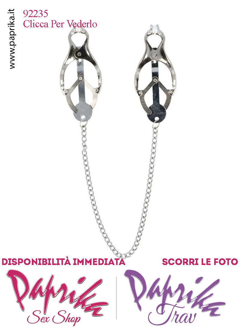 Pinzette Morsetti Capezzoli Catenella Leggera Gommini Bianchi