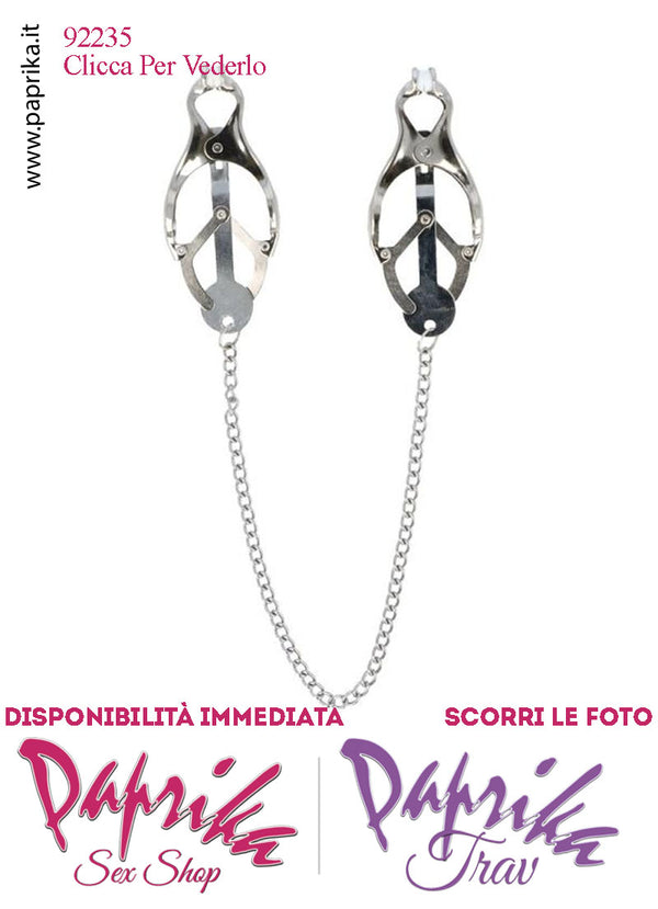 Pinzette Morsetti Capezzoli Catenella Leggera Gommini Bianchi