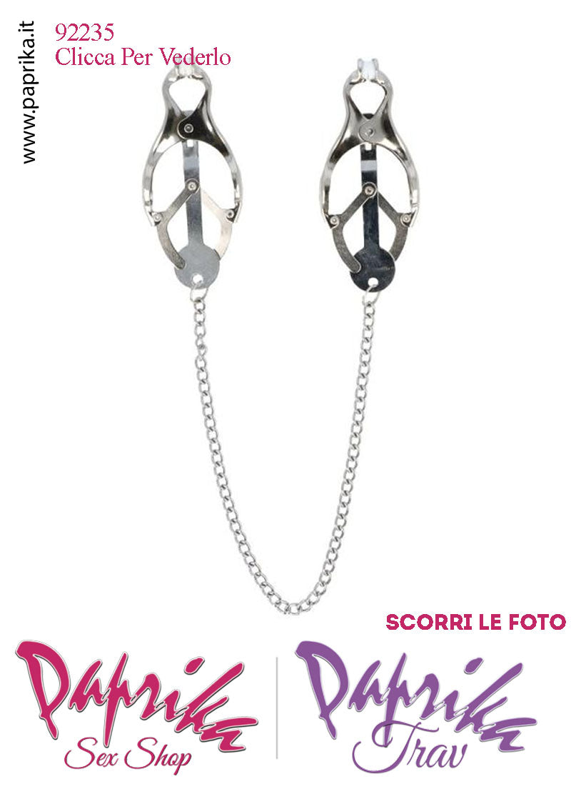 Pinzette Morsetti Capezzoli Catenella Leggera Gommini Bianchi