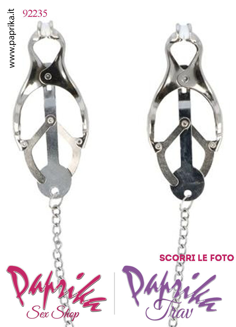 Pinzette Morsetti Capezzoli Catenella Leggera Gommini Bianchi