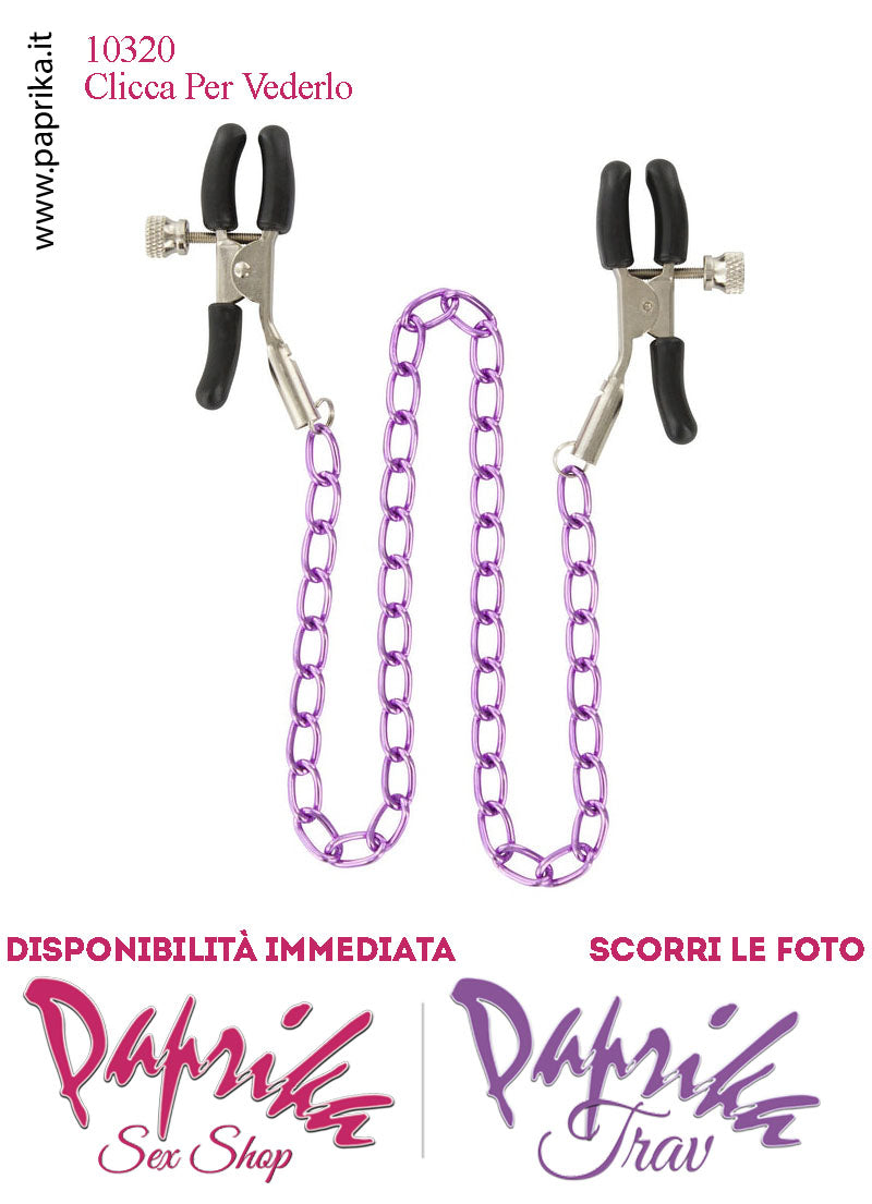 Pinzette Metallo Capezzoli Catenella Plastica Viti Regolazione Punte Ricoperte