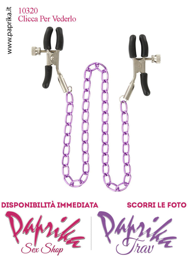 Pinzette Metallo Capezzoli Catenella Plastica Viti Regolazione Punte Ricoperte