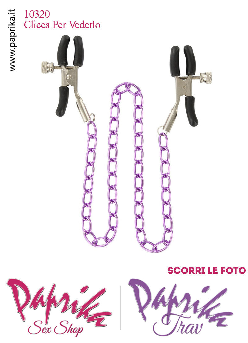 Pinzette Metallo Capezzoli Catenella Plastica Viti Regolazione Punte Ricoperte