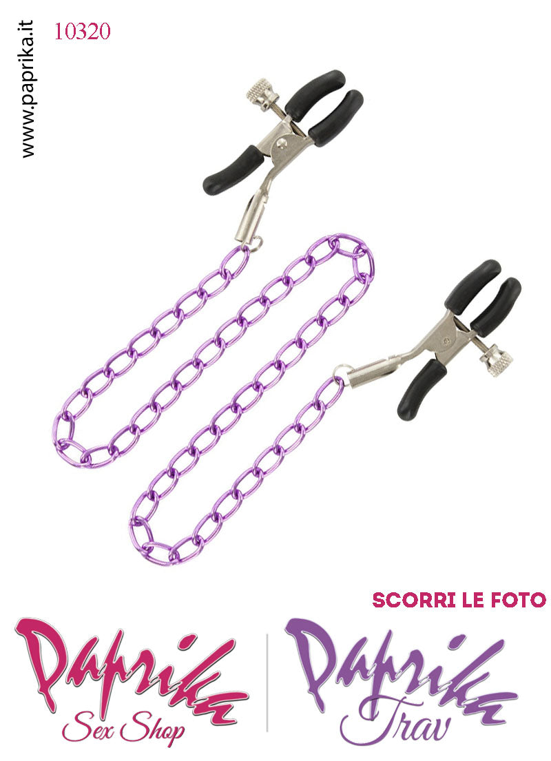 Pinzette Metallo Capezzoli Catenella Plastica Viti Regolazione Punte Ricoperte