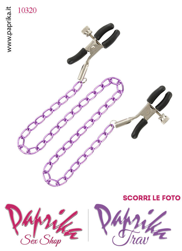 Pinzette Metallo Capezzoli Catenella Plastica Viti Regolazione Punte Ricoperte