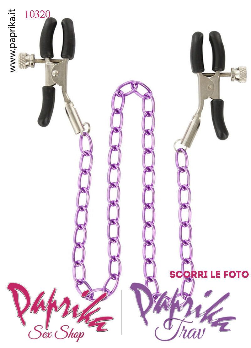 Pinzette Metallo Capezzoli Catenella Plastica Viti Regolazione Punte Ricoperte