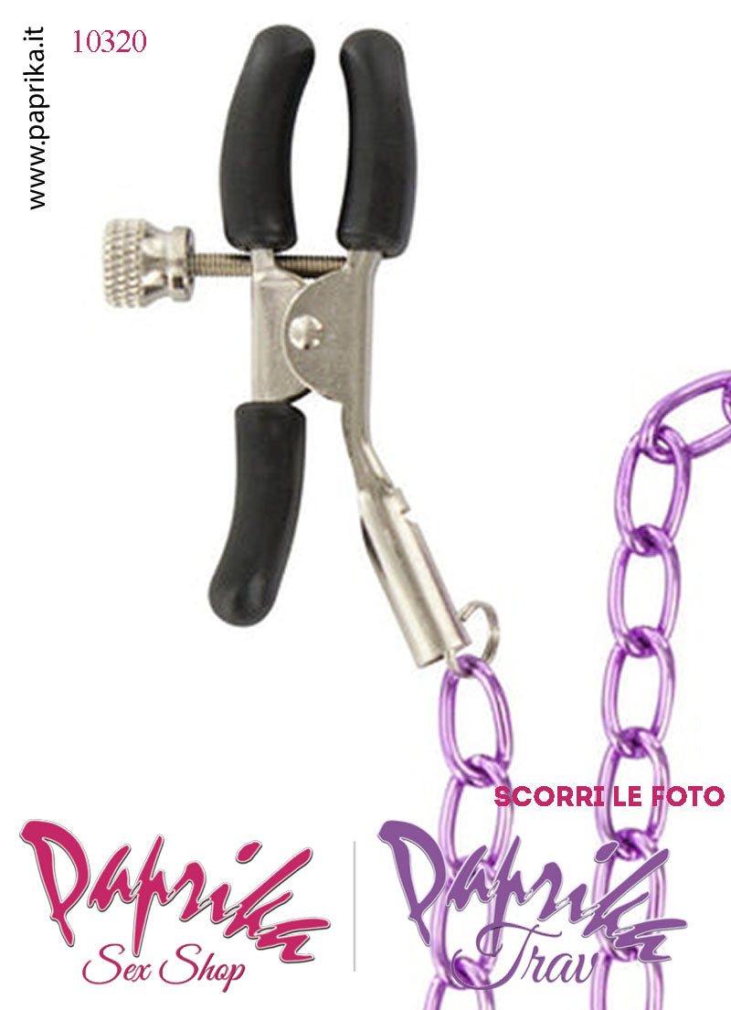 Pinzette Metallo Capezzoli Catenella Plastica Viti Regolazione Punte Ricoperte