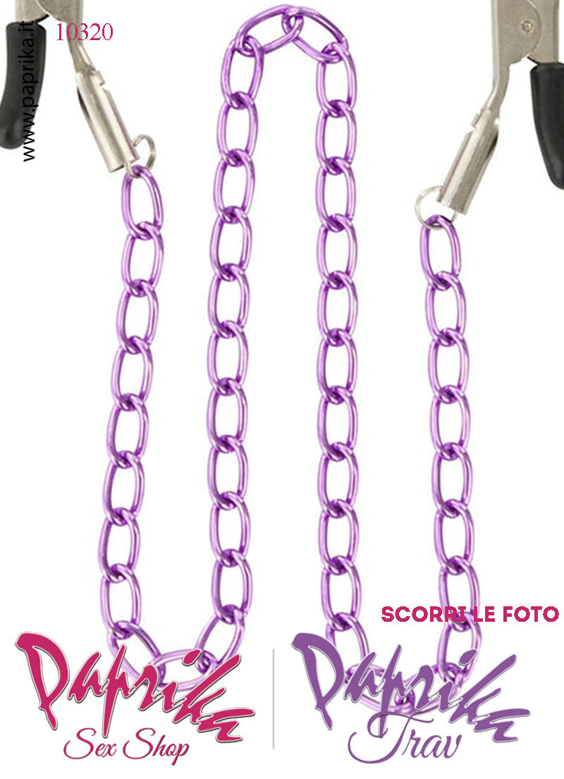 Pinzette Metallo Capezzoli Catenella Plastica Viti Regolazione Punte Ricoperte