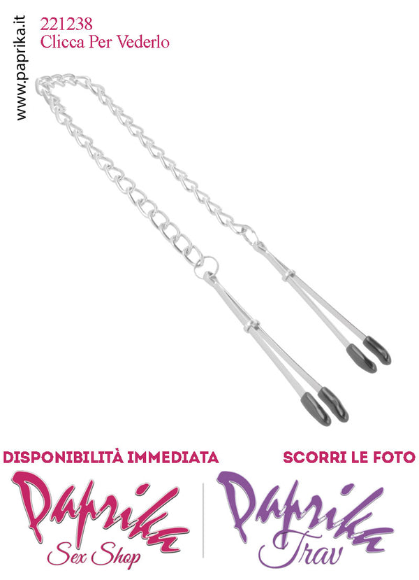 Pinzette Capezzoli Unisex Bdsm Fetish Catenella Metallo Anellini Regolazione