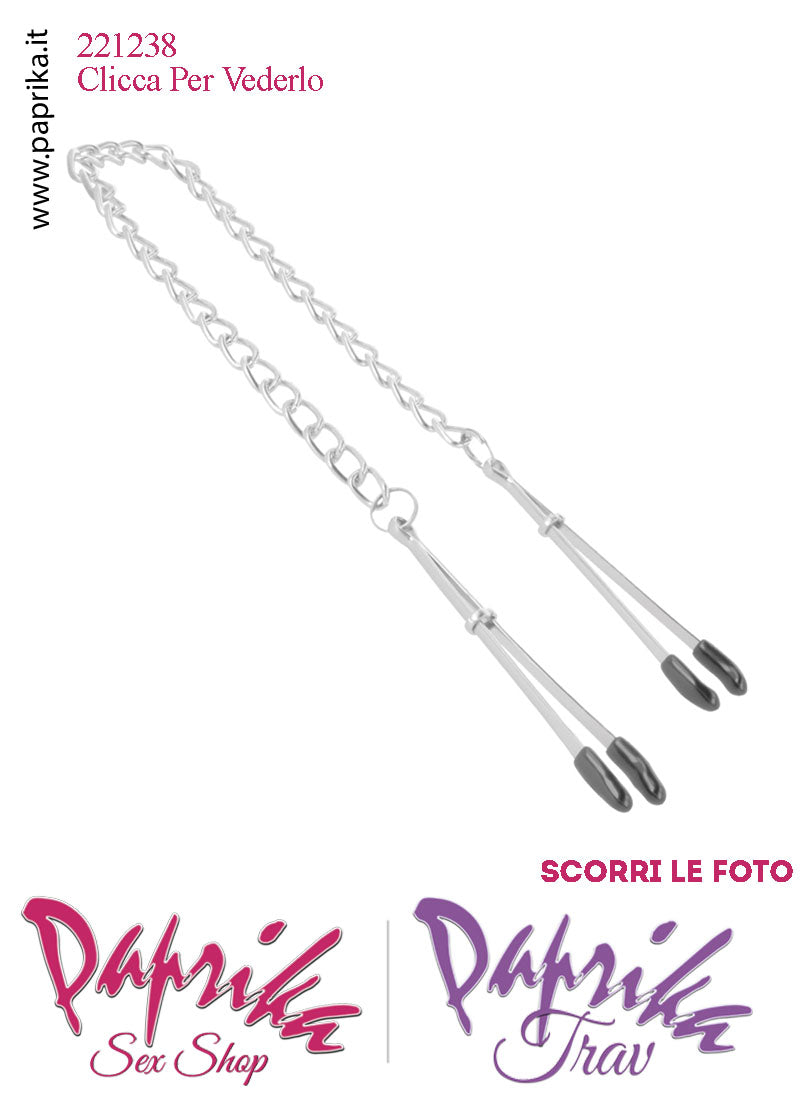 Pinzette Capezzoli Unisex Bdsm Fetish Catenella Metallo Anellini Regolazione