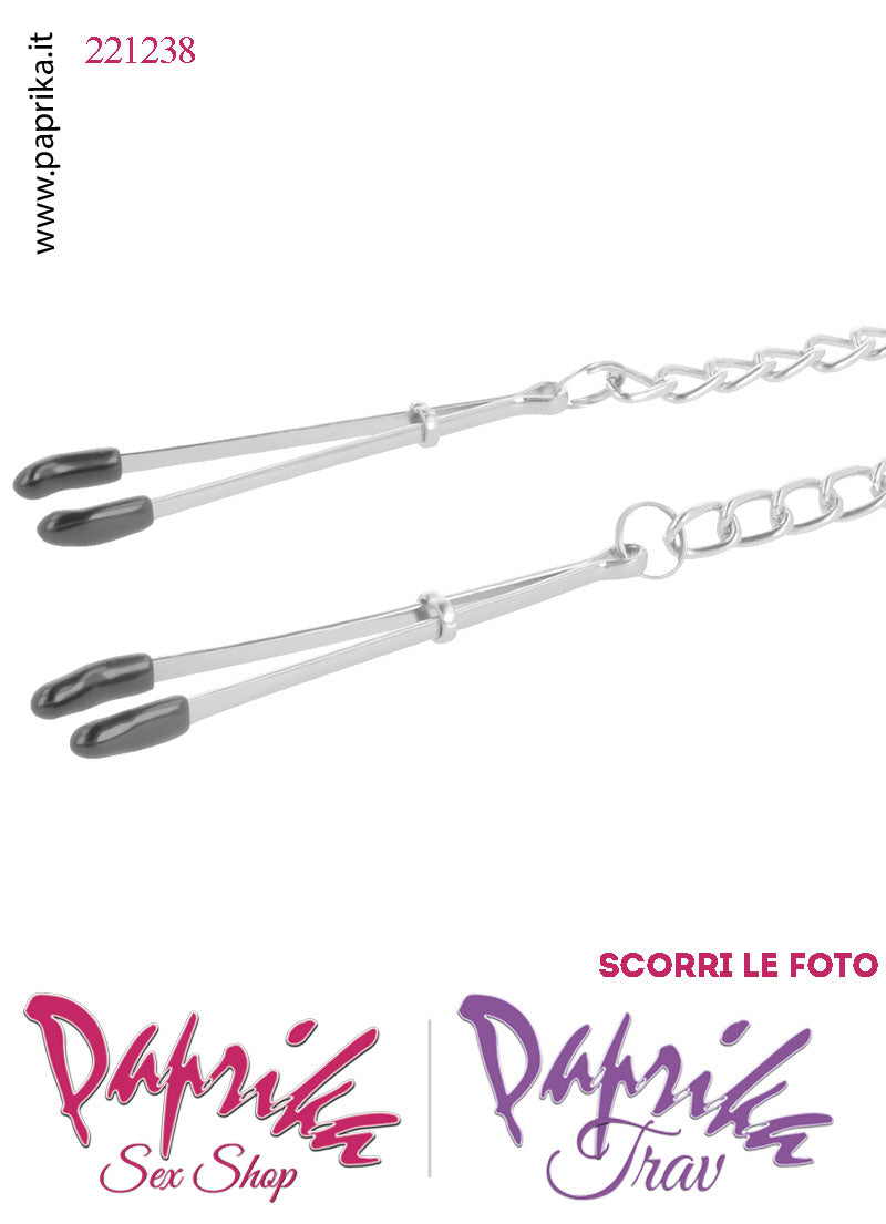 Pinzette Capezzoli Unisex Bdsm Fetish Catenella Metallo Anellini Regolazione