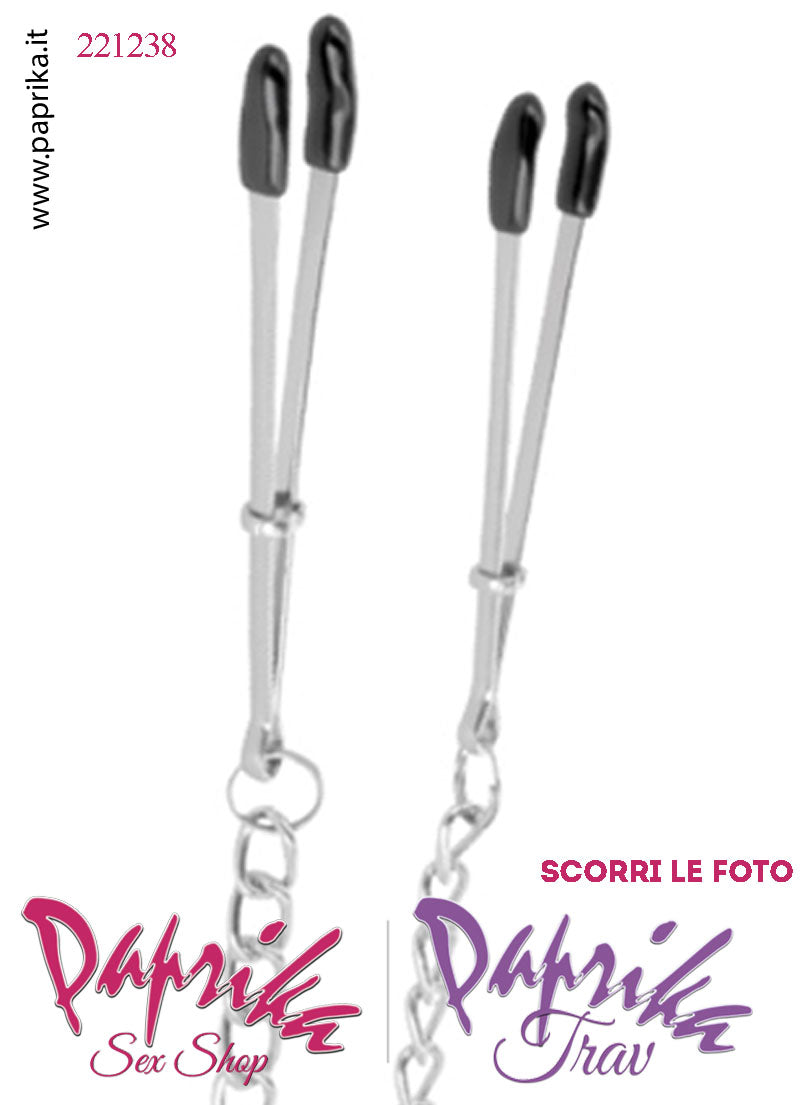 Pinzette Capezzoli Unisex Bdsm Fetish Catenella Metallo Anellini Regolazione