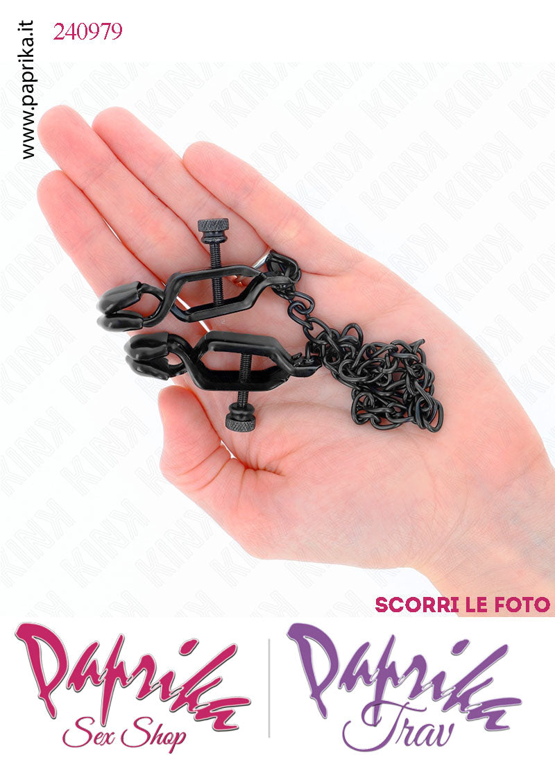 Pinzette Capezzoli Unisex Bdsm Fetish Catenella Metallo Regolabili Vite