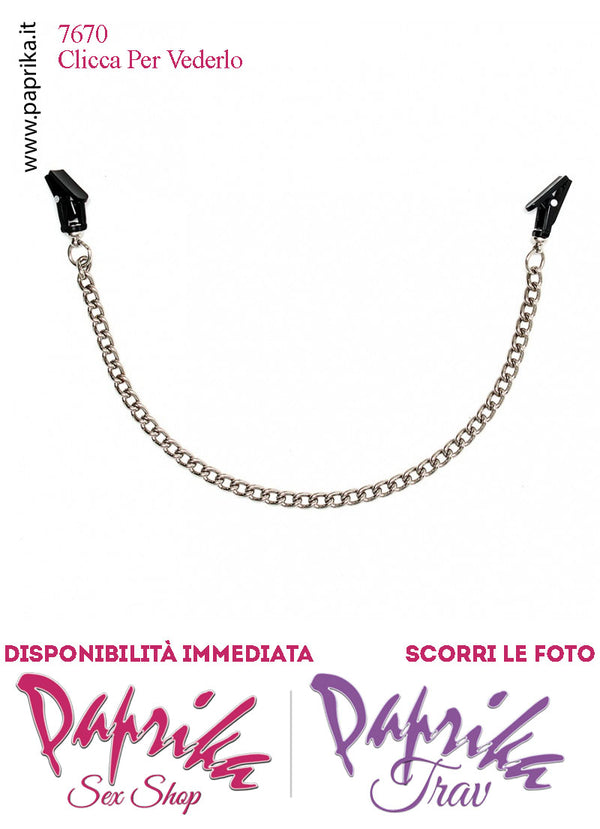 Pinzette Plastica Strette Capezzoli Bdsm Fetish Unisex Catena Metallo