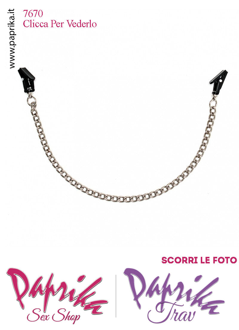 Pinzette Plastica Strette Capezzoli Bdsm Fetish Unisex Catena Metallo