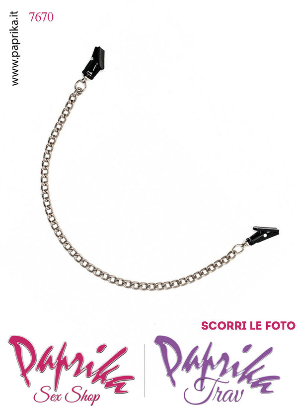 Pinzette Plastica Strette Capezzoli Bdsm Fetish Unisex Catena Metallo
