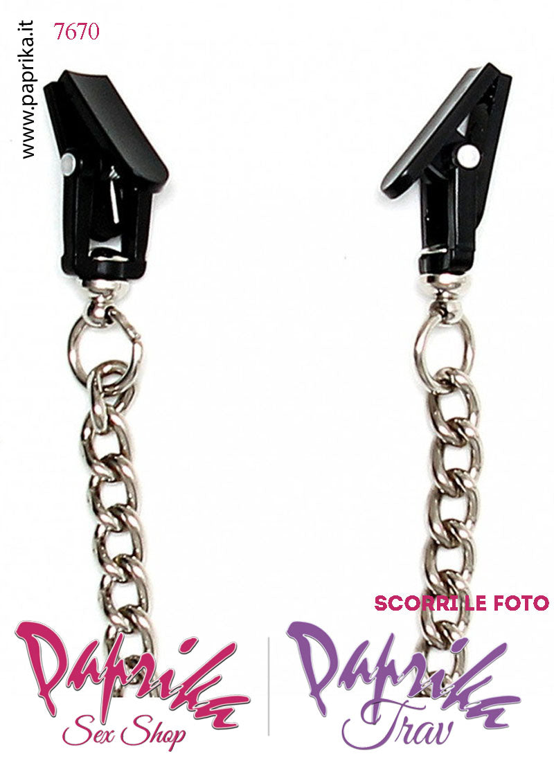 Pinzette Plastica Strette Capezzoli Bdsm Fetish Unisex Catena Metallo